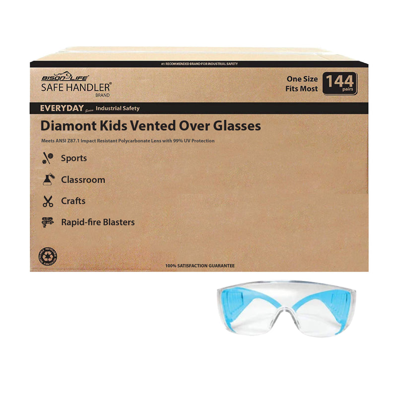 Diamont Kids Assorted Color Vented Over Glasses Safety Glasses, ANSI Z87.1