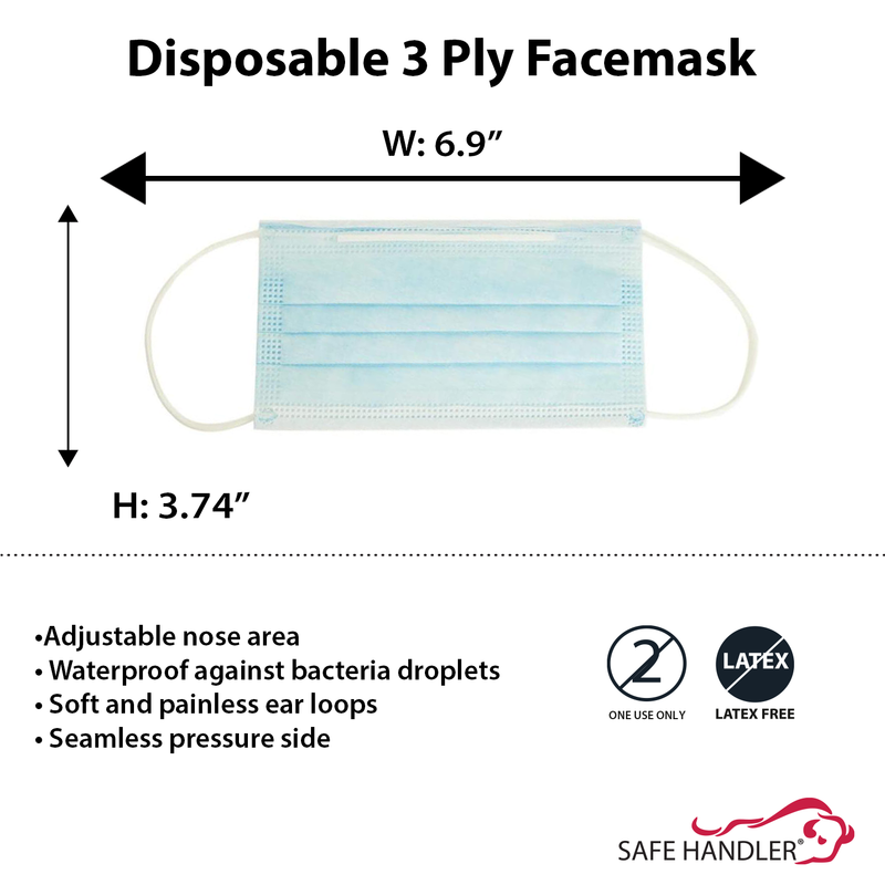 SAFE HANDLER Disposable 3 Ply Face-mask Blue - View 3