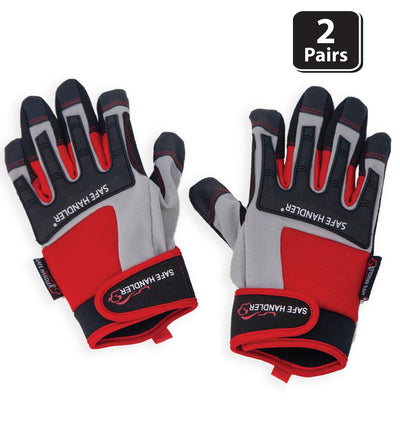 Dual Tact Tech Gloves, Protective Knuckle Shell, Hook & Loop Wrist Strap 2 Pairs