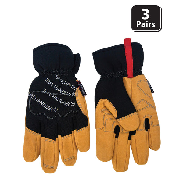 Safe Handler Handyman Work Gloves | Flexible Hand Protection, Easy-On Wide Cuffs, Thicker Knuckle Padding