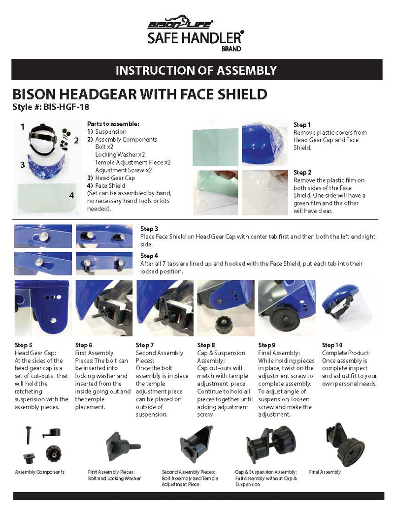 BISON LIFE Protective Headgear With Safety Face Shield Blue - View 10