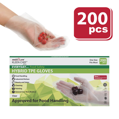 Hybrid Disposable Food Handling Long Cuff TPE Gloves, Powder & Latex Free