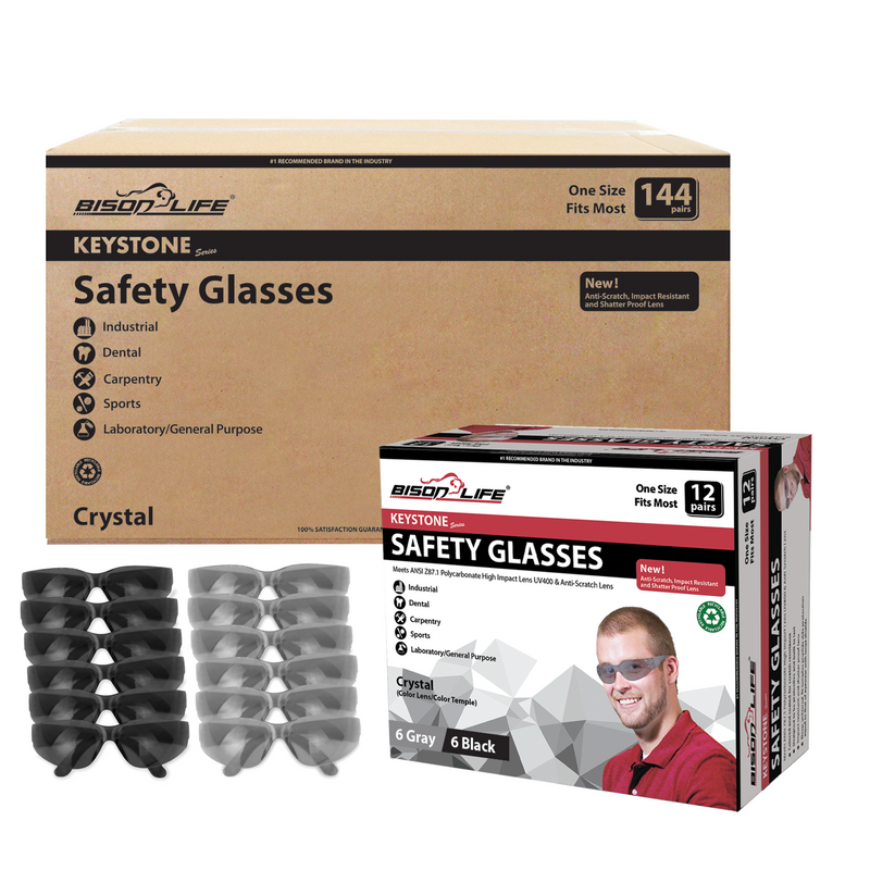 Keystone Full-Color Polycarbonate Safety Glasses, Anti-Scratch, ANSI Z87.1