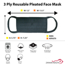 ZAYAAN HEALTH 3 Ply Reusable Pleated Face Mask Black - View 4