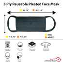 Travel Kit for Adult - Set of 6 Reusable Pleated/Center Seam Mask, Disposable-10 Face Shield, 50Pcs -3 Ply Face Mask & 50 Long Cuff Poly Gloves