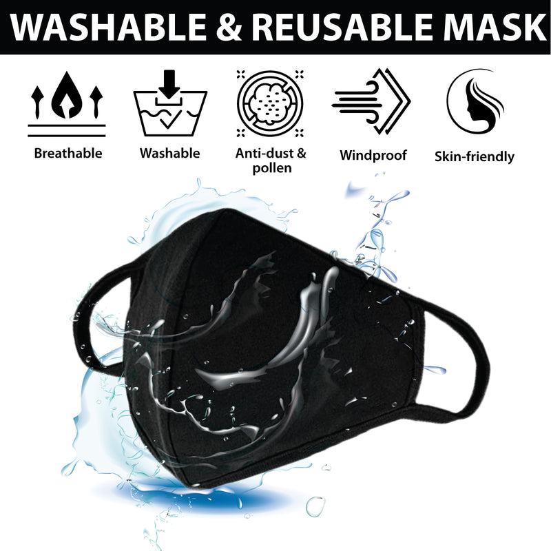 SAFE HANDLER 3 Ply Reusable Cotton Face Mask With Center Seam Black - View 2