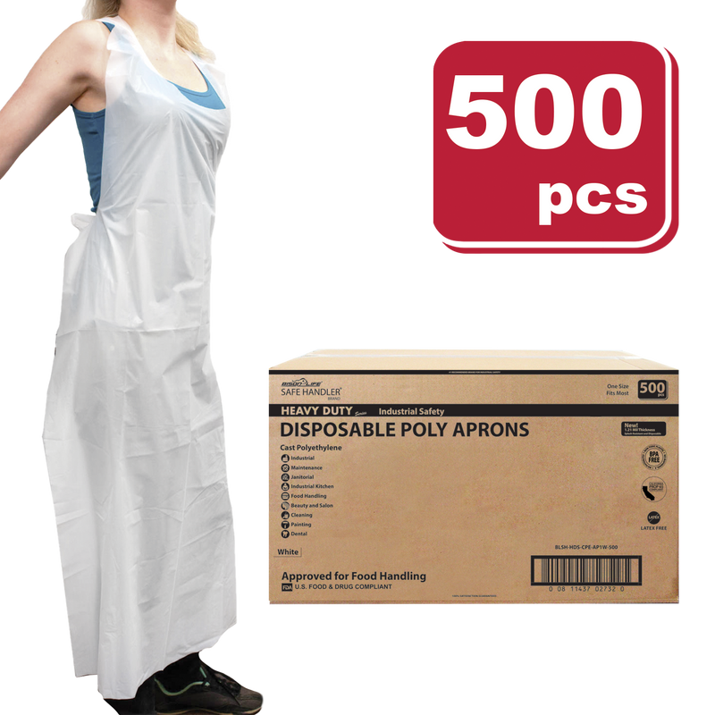 Disposable Poly Aprons, 1.21 Mil Thickness, Waterproof - Bison Life