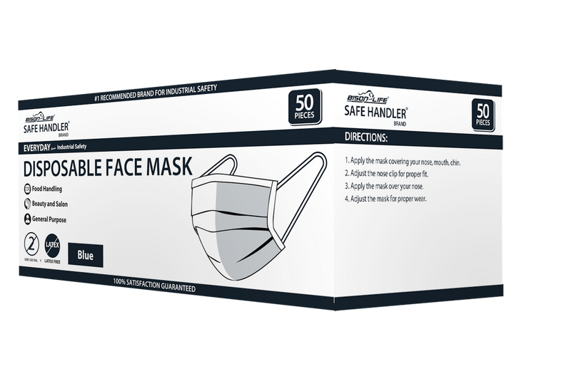 SAFE HANDLER Disposable 3 Ply Face-mask Blue - View 7