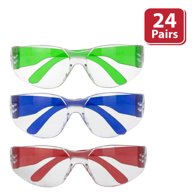 Clear Lens Color Temple Variety Safety Glasses for Youth, Anti-Scratch