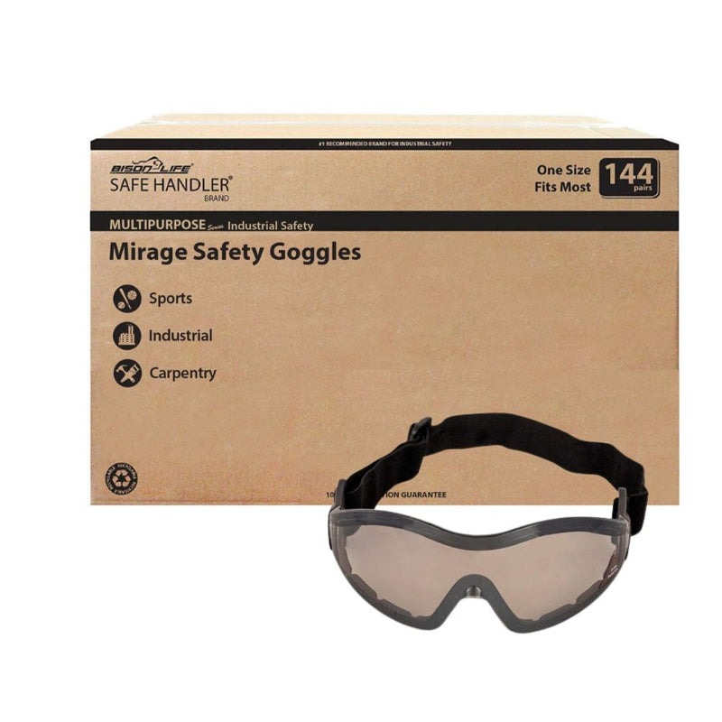 Mirage Safety Glasses with Adjustable Elastic Band, Anti Scratch-Fog Lens