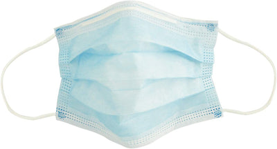 3 Layer Disposable Face Mask with Elastic Ear Loops, Blue